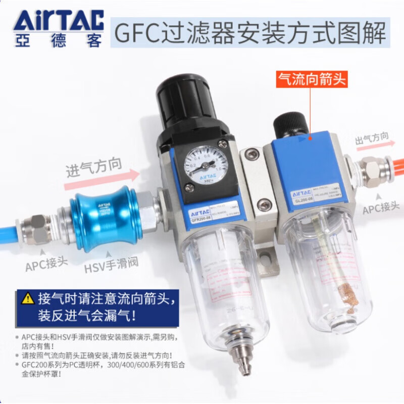 Airtac air source processor oil-water separation filter GFC200-08 300-10 400 1 GFC200-06F1 (differential pressure drainage) Asia