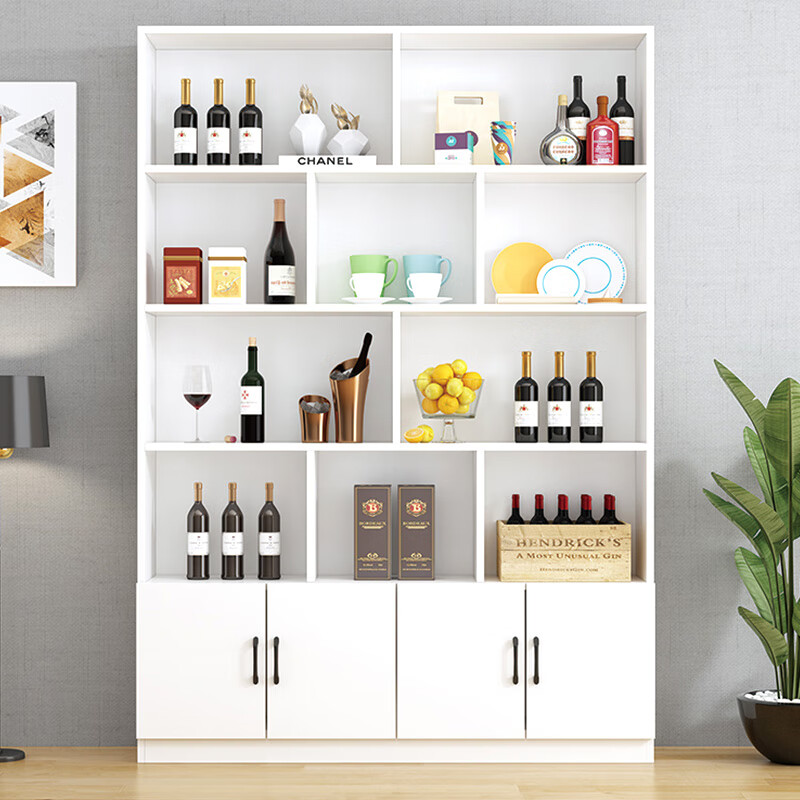 Yimu private wine cabinet storage rack home multi-functional simple restaurant display cabinet living room entrance cabinet wall partition cabinet wine rack length 60 width 24 height 200cm white
