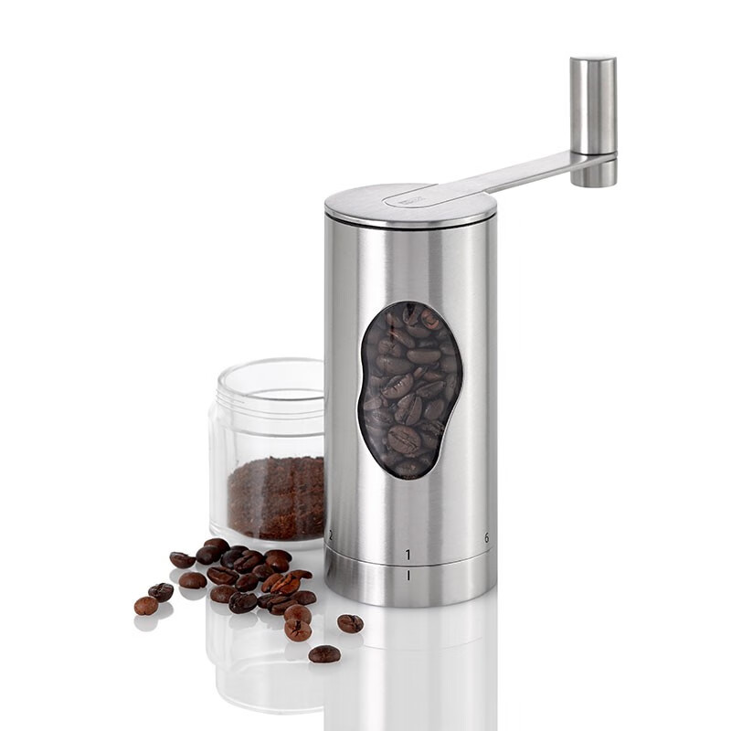 Likuai hand grinder coffee machine imported from Germany, hand-cranked bean grinder, manual coffee bean grinding machine, portable coffee machine, stainless steel color