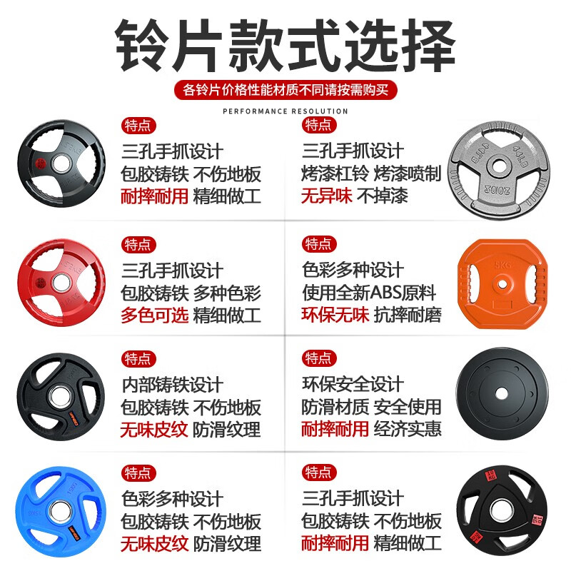 Yanbo (YANBO) barbell plates for men, detachable and adjustable, multi-functional home fitness equipment barbell set for women, commercial use, color environmentally friendly plates (aperture 2.5 cm) 7.5KG single piece