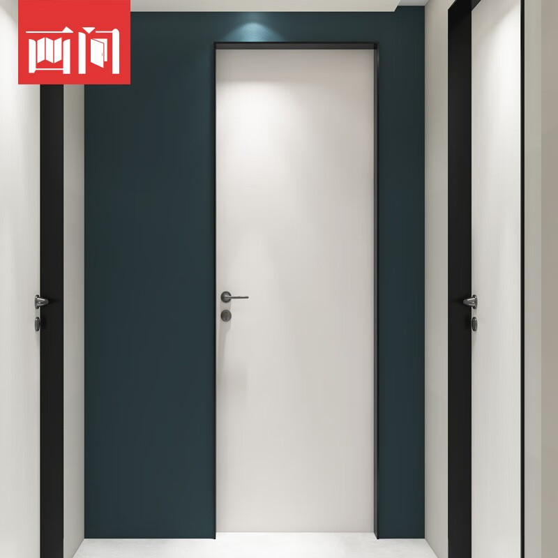 Minimalist narrow-sided aluminum wooden door in the painting room, bedroom door set door, modern simple bedroom door, invisible door, narrow-sided soundproof room door, 33-line outer flat and inner opening aluminum wooden door