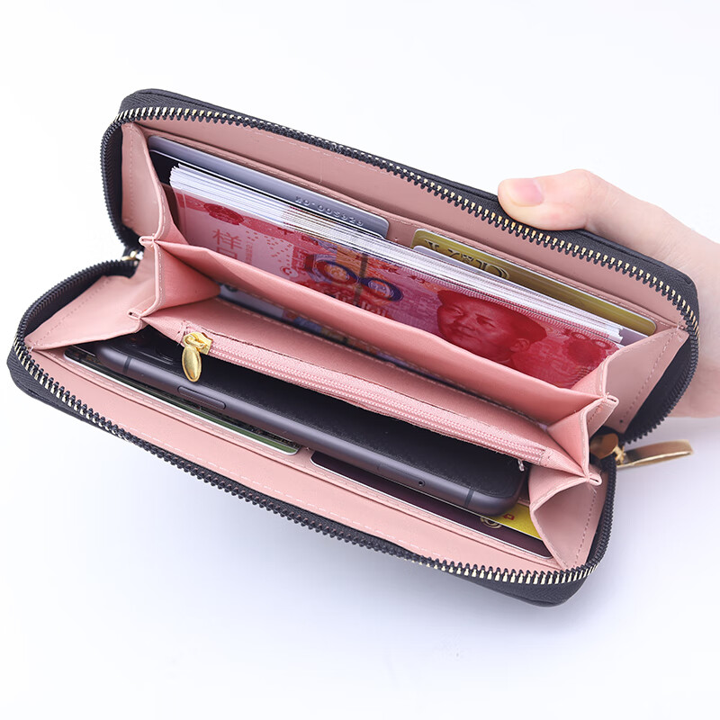 Kuqi Kangaroo Qixi Wallet Women's Long Simple Fashion Zipper Bag Can Hold Mobile Phone Clutch Bag Mom Bag Large Capacity Wallet Burgundy Liuhua Wallet
