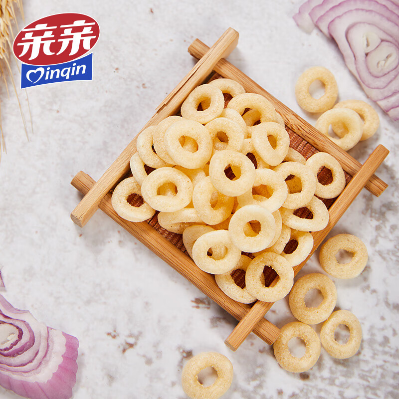 Qingqin Puffed Snacks Onion Rings Snack Food Gift Pack 7g*10 Pack Portable Snacks