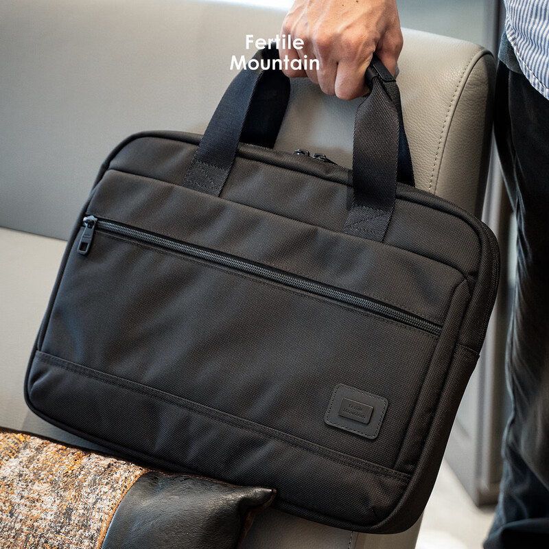 Liangshan briefcase men's laptop bag simple business casual commuter bag ballistic nylon men's handbag black without shoulder strap 14 inches