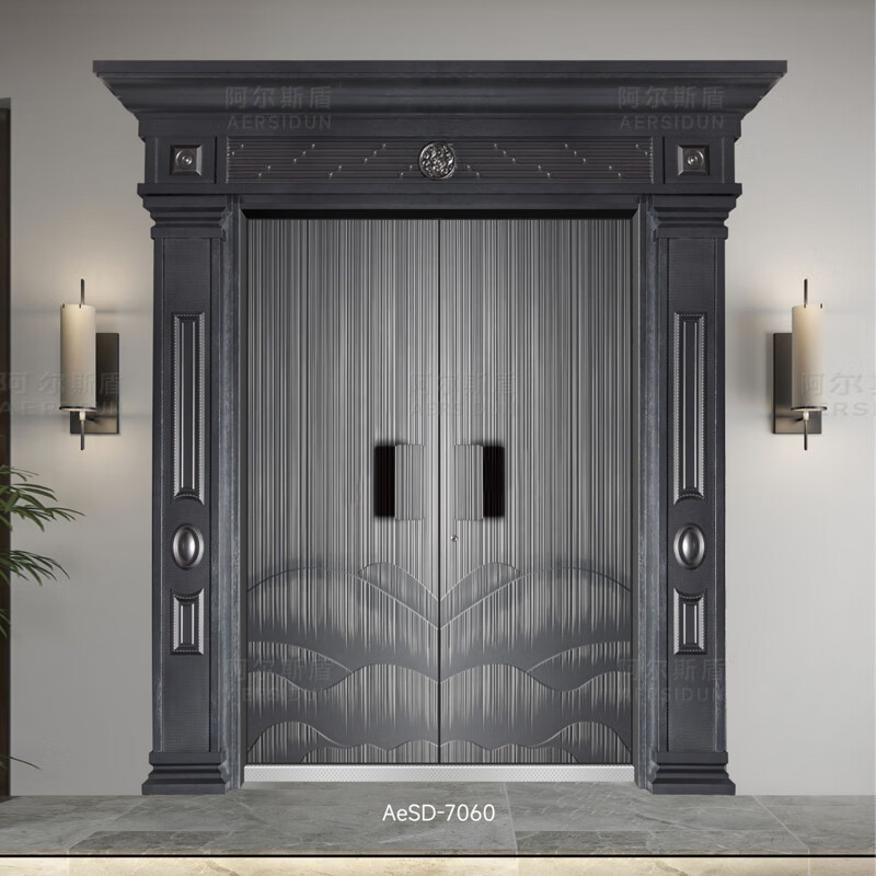 Als Shield entrance door, double-open villa door, cast aluminum door, logistics + installation included, front 8mm, rear 4mm carved/square