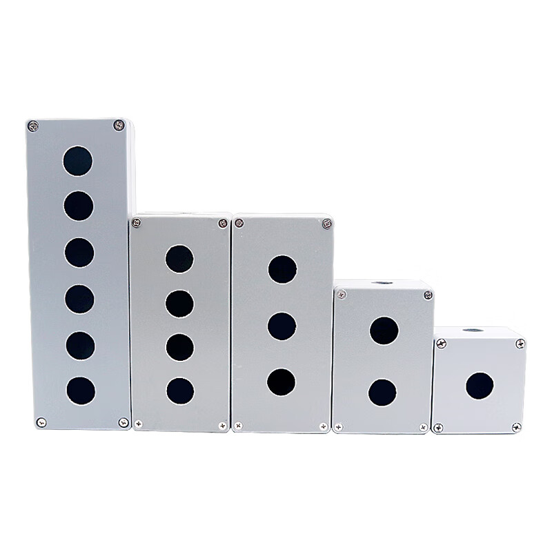 22MM push button switch 5 aluminum alloy 1 hole 2 positions 3 three emergency stop P control junction box 6 pieces metal cast aluminum waterproof opening 65*65 with ears 22mm-5 holes