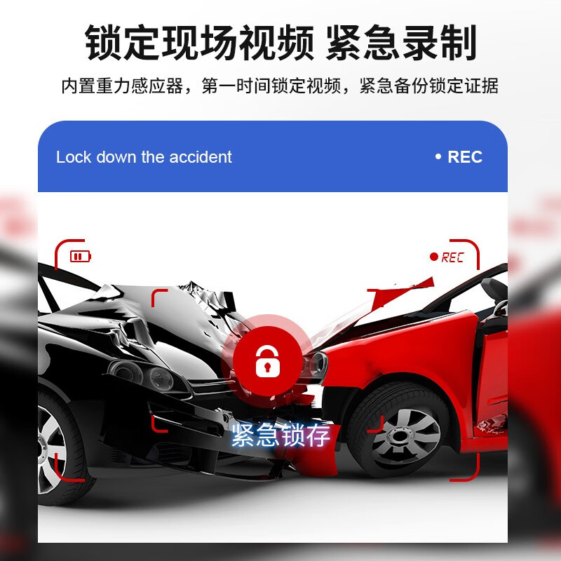 Renexing driving recorder, 360-degree panoramic inside and outside five recordings, all-round 24-hour parking monitoring and anti-trailer, panoramic five recordings + reversing image + 256G high-speed card