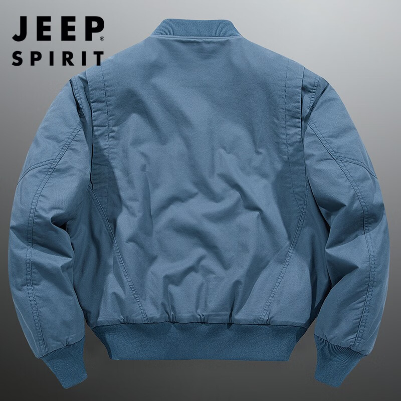 JEEP SPIRIT Jeep flagship thick bomber jacket men's autumn and winter outdoor leisure pure cotton washed cotton and thickened cotton jacket dark blue (cotton and thickened) XXL /150-170 catties