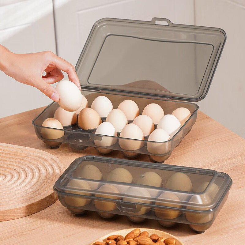 Quhe egg storage box for refrigerator, special egg box, sealed fresh-keeping box, egg rack holder, kitchen artifact, household, transparent white, fifteen grids