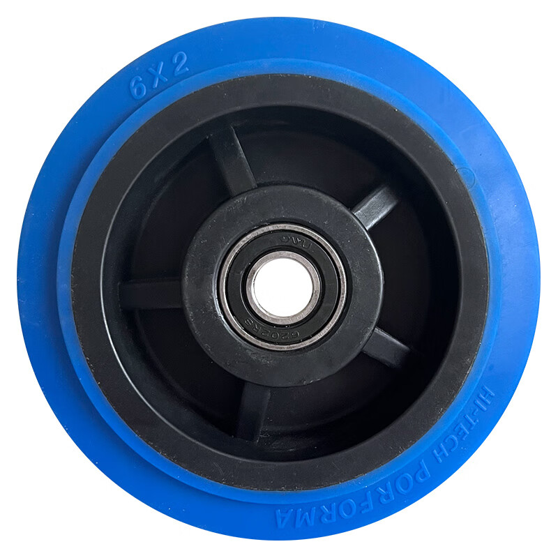 Yunqige 6-inch universal wheel heavy-duty rubber silent wheel 3/4/5/8-inch flight box flat trolley linen cart caster 8-inch blue heavy-duty TPR single wheel (wear-resistant king)