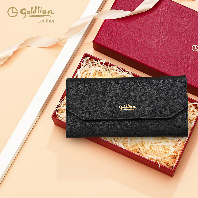 Goldlion New Women's Wallet Casual Clutch Wallet Versatile Coin Purse New Year's Gift Black