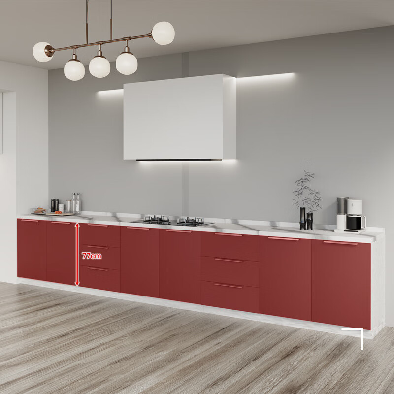 Xili kitchen cabinets marble slate countertop cabinets stove integrated cabinet household multi-functional solid wood cabinet flat style extra thick slate 120 two doors three drawers + slate