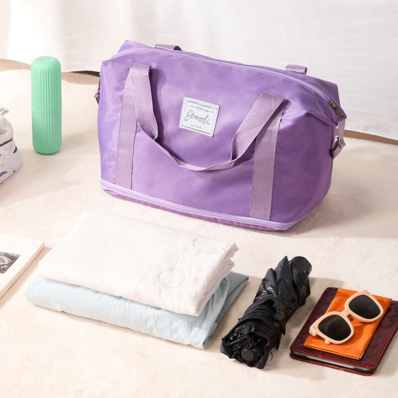 Easy Travel Travel Bag Luggage Bag Multifunctional Large Capacity Handbag Travel and Business Expandable Purple