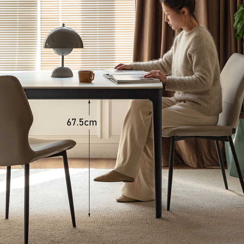 Genji Muyu solid wood light luxury dining table oak Nordic dining table simple slate dining table and chairs 1.2 meters four chairs X00S33