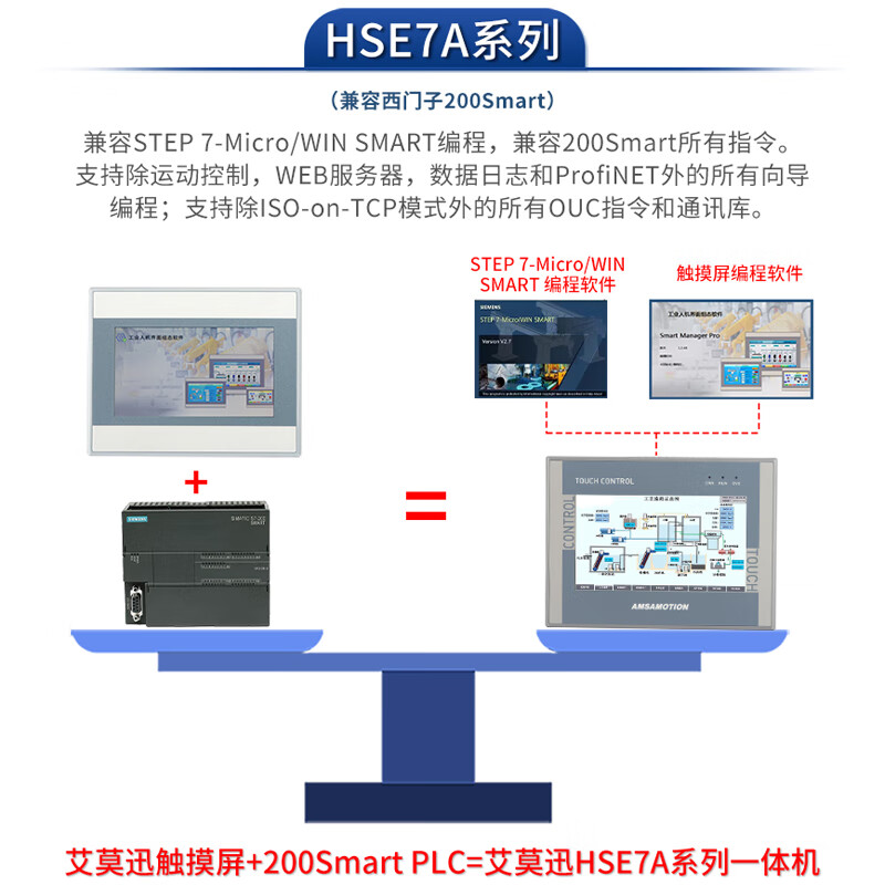 Emerson s7-200smart plc touch screen all-in-one machine 7-inch domestic industrial control industrial control display compatible with Siemens cpu224xp 7-inch Smart200 16-way relay output