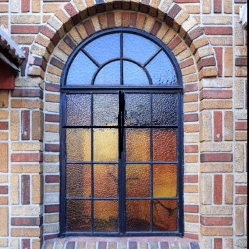 Yaotian French iron retro casement window restaurant cafe arched floor-to-ceiling window indoor study loft lighting window width 90 height 170 (with ultra-silver glass pattern)