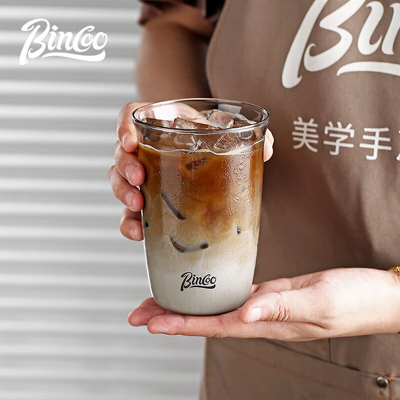 Bincoo Black Warrior glass latte ice American milk cocktail coffee cup heat-resistant cup latte art