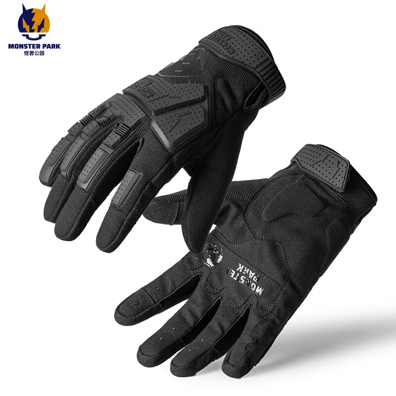 MONSTER PARK motorcycle riding gloves for men, anti-fall, wear-resistant, touch-screen motorcycle riding equipment for women, summer, black L