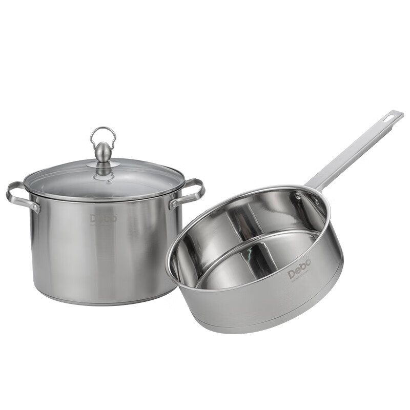 Debo Debo 304 stainless steel soup pot and frying pan set of two pieces