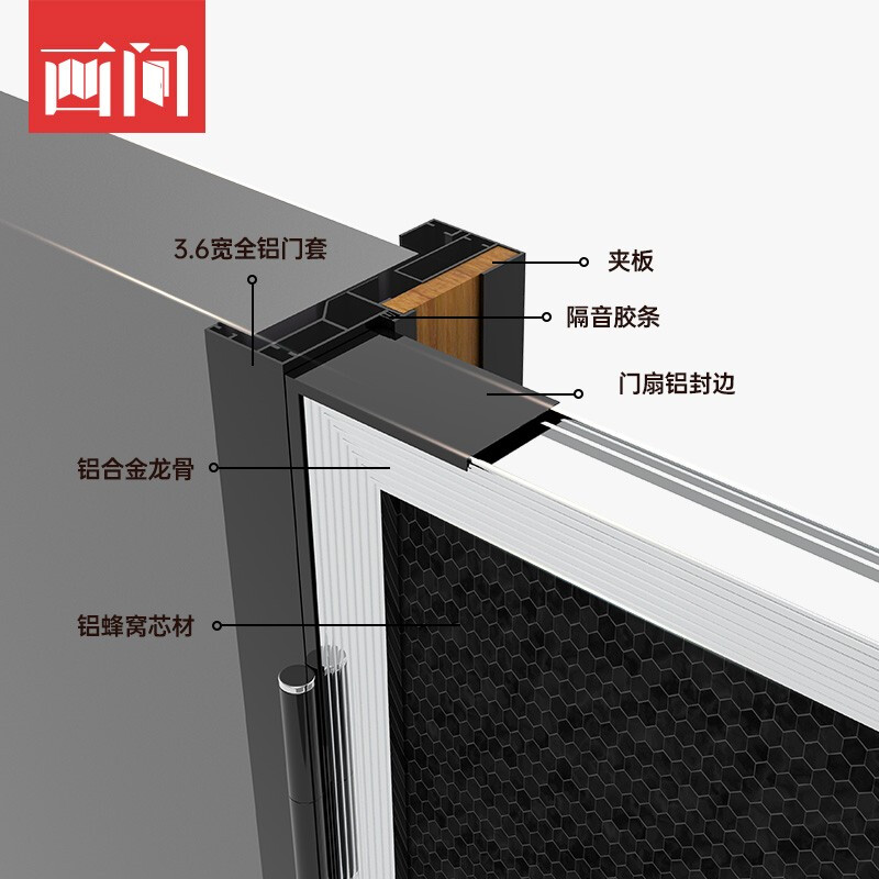 Minimalist narrow-sided aluminum wooden door in the painting room, bedroom door set door, modern simple bedroom door, invisible door, narrow-sided soundproof room door, 33-line outer flat and inner opening aluminum wooden door