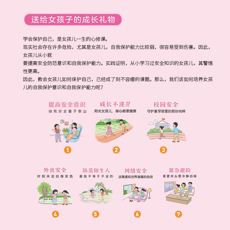Self-safety is more important for girls with children. A growth gift for girls. A knowledge book on safe growth and protection for girls. Fun comic version. 7 major themes and multi-angle education to improve girls’ safety awareness.