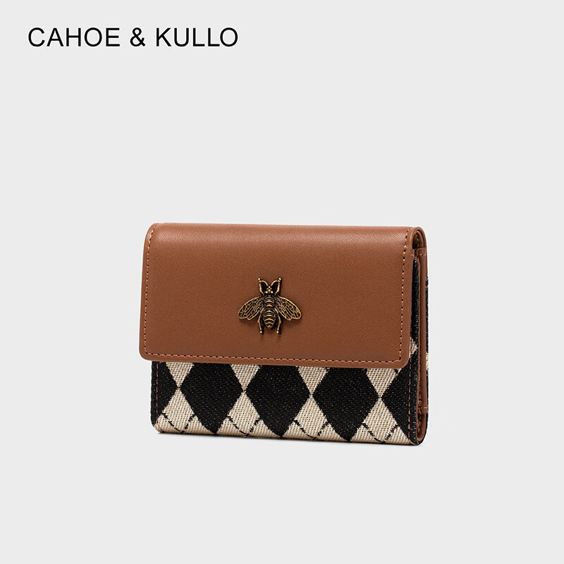 CAHOE KULLO Wallet Women's Short 2025 New Fashion Women's Small Card Bag Clutch Bag Women's Wallet Multi-Card Slot Coin Purse Diamond Brown-ck Women's Bag Valentine's Day Birthday Gift for Girlfriend or Wife Practical and Heartfelt High-end Feeling for Best Friend in Autumn and Winter