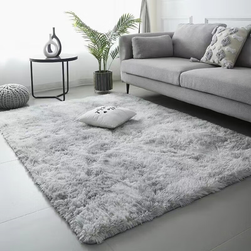 Mengling plush silk wool living room carpet coffee table bedroom bay window bedside blanket simple silver gray 70*160cm