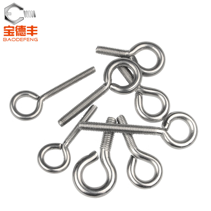 Baodefeng 304 stainless steel sheep eye screws with ring hook ring bolt nut closed ring screw M4M5M6M8M10 M3x25 10 pieces