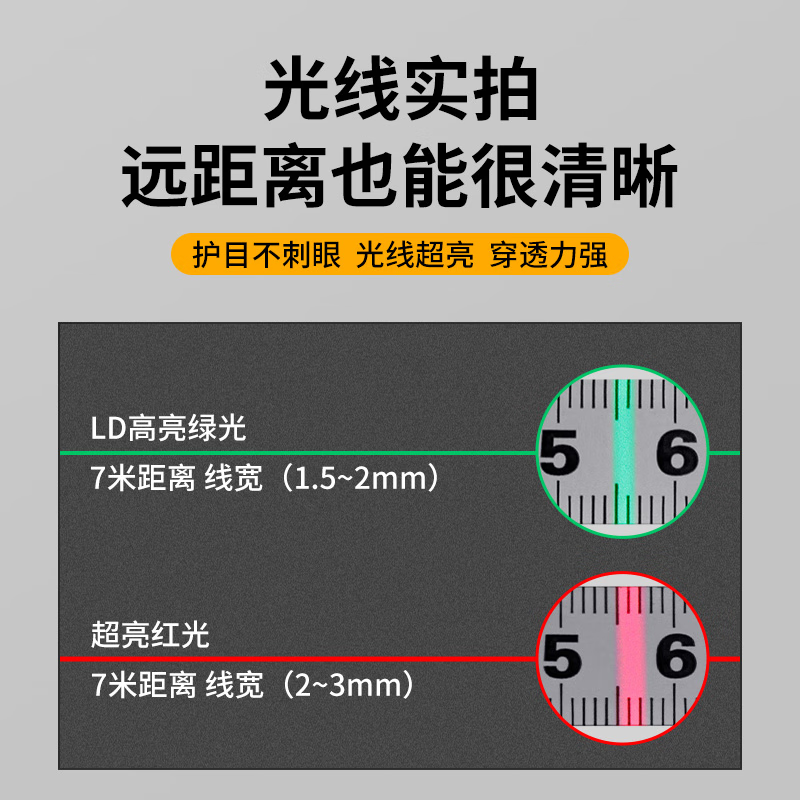 Daige level 12-line strong light level outdoor special green light red light high-precision wall and floor two-purpose level meter Daige 12-line green ceiling level meter large battery cloth bag