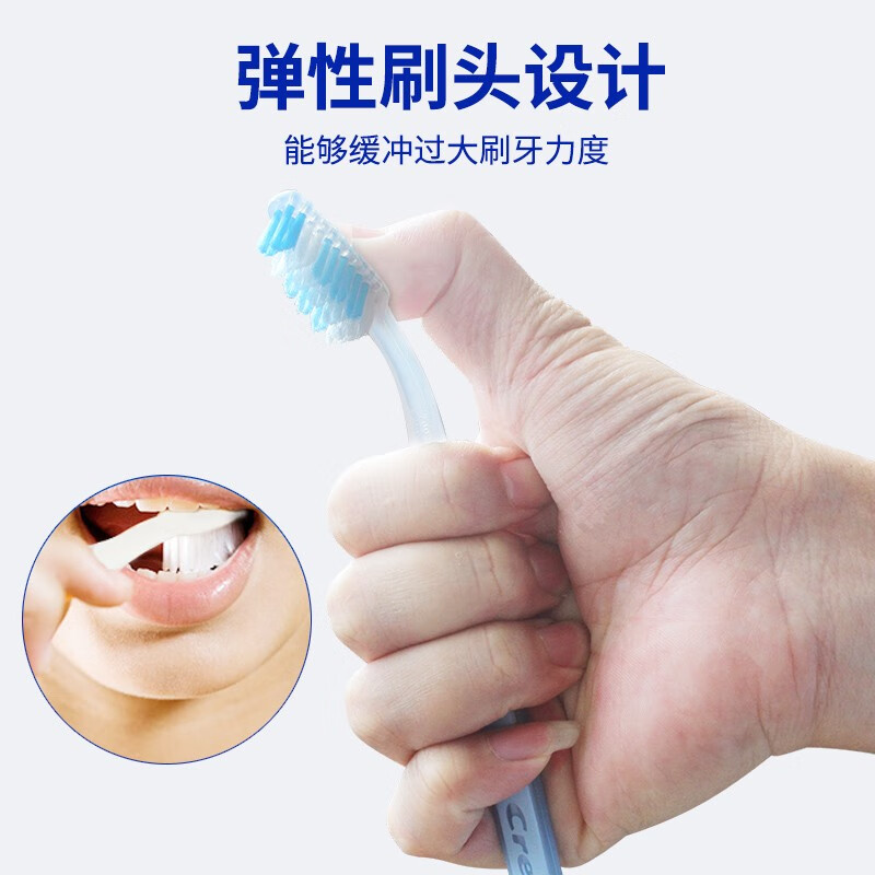 CREST Triple Care Toothbrush Colorful Crystal Soft Bristles Medium Hair Color Random Value Pack Clean Teeth Unisex Triple Care Toothbrush 9 Count