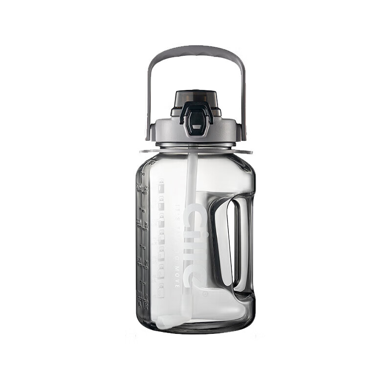 Cille large-capacity water cup men's sports fitness water bottle tons of high temperature resistant tritan straw cup bucket 2.2L pink