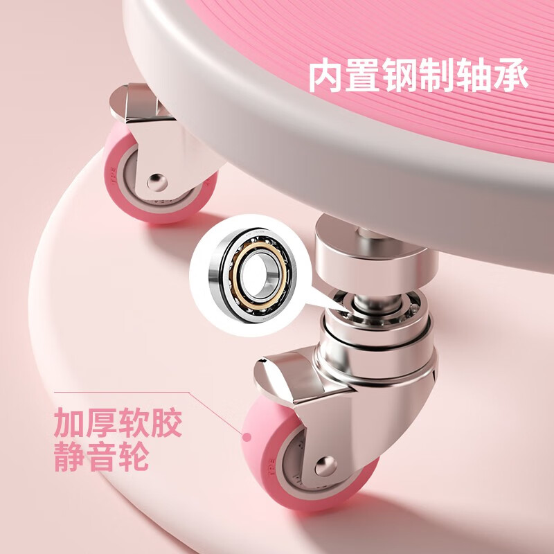 COLORFIT Six-Wheel Second Generation Silent Universal Wheel Fitness Abdominal Wheel Abdominal Muscle Sports Equipment Fitness Household Co-branded Sliding Tray Pink-Six Wheels + Extra Large and Thick Support Pad + Thick Kneeling Mat Recommended for Beginners