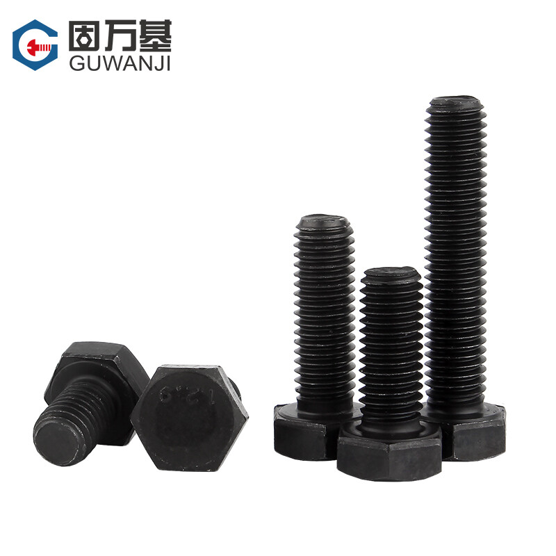 Guwanji grade 12.9 external hexagonal screws, high-strength machine thread, external hexagonal bolts, iron black screw extension screws, M16x80, 2 pieces, full thread