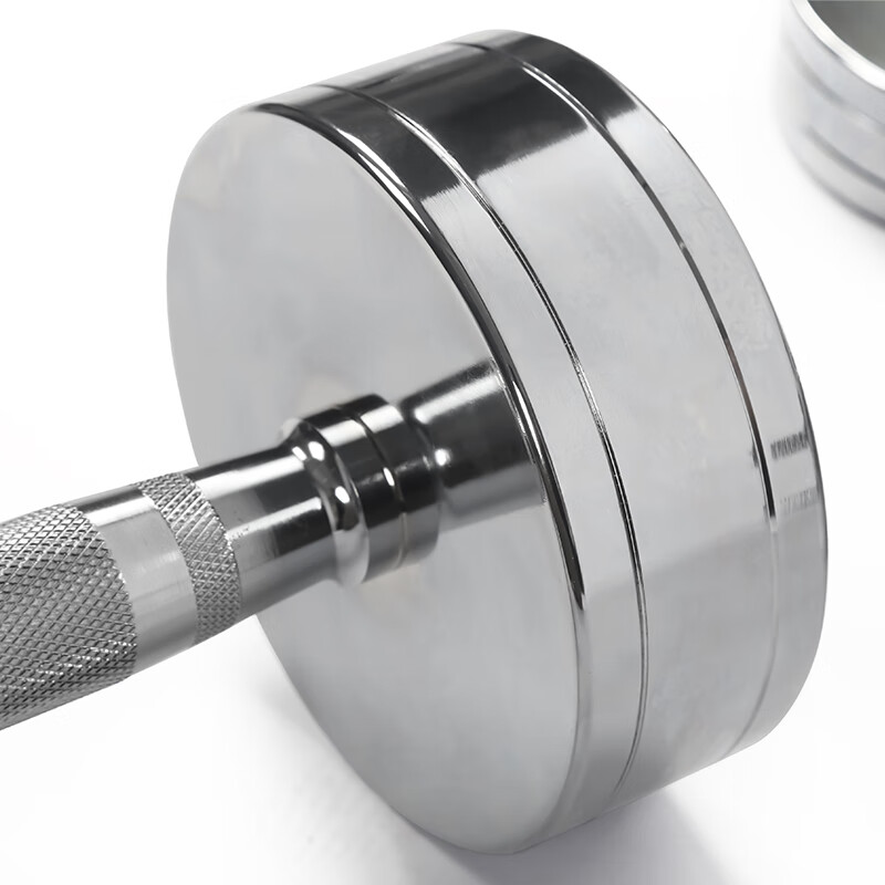 Electroplated large dumbbell men's gym fitness equipment set, stainless steel, arm training, power lifting, non-adjustable, 5kg*2 pieces, silver, total weight 10kg