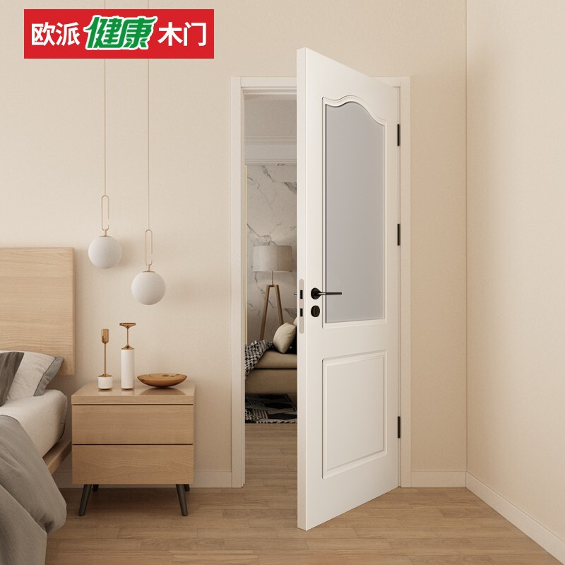 Oppai Wooden Door Wooden Door Bedroom Door Interior Door Kitchen Door F4 Star Environmentally Friendly Ecological Film Noise Reduction Paint-Free Door Kitchen Push-Pull 45 Thick Customizable OPMA-2201AJ Crescent White