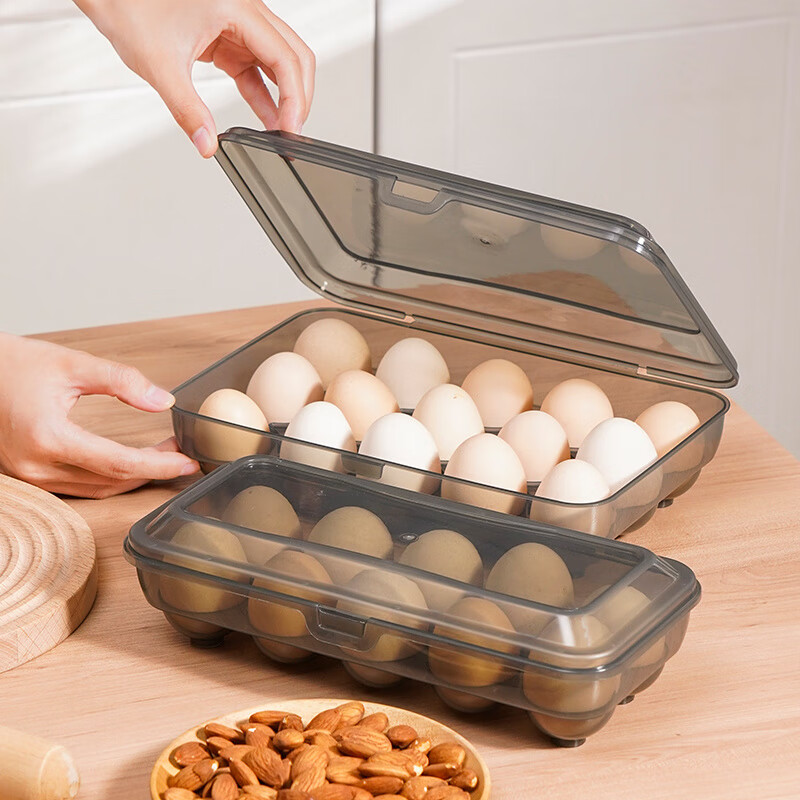 Quhe egg storage box for refrigerator, special egg box, sealed fresh-keeping box, egg rack holder, kitchen artifact, household, transparent white, fifteen grids