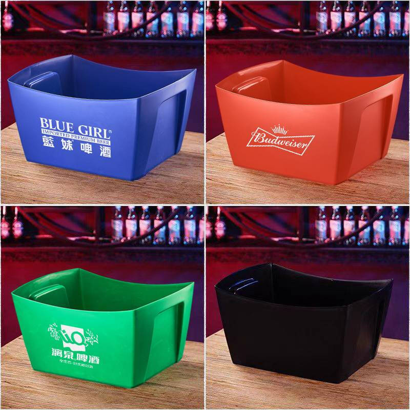 Wing Fantasy thickened plastic rectangular ice bucket beer bucket beer basket beer frame beer box bar wine box handleless square 24-pack - red