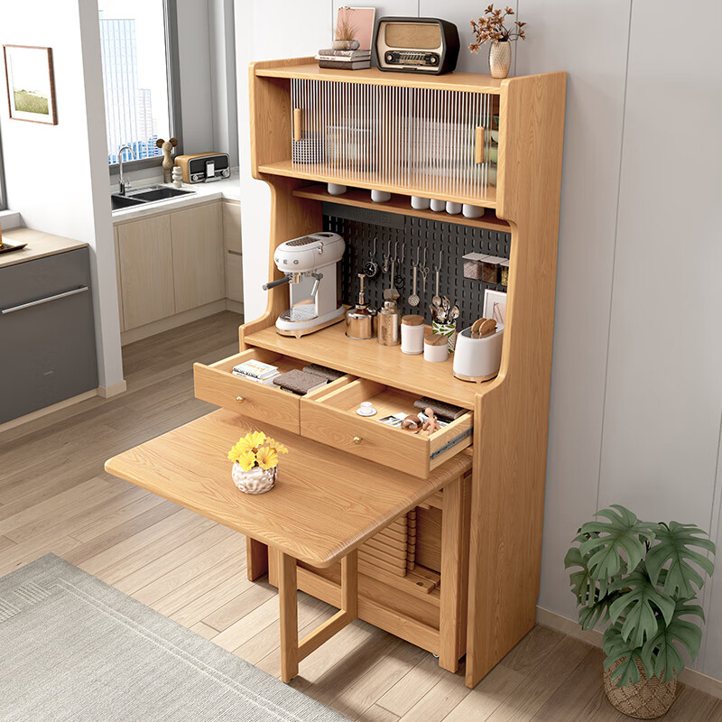 Senneng solid wood sideboard dining table integrated wall storage cabinet wine cabinet modern simple storage cabinet kitchen with dining table side cabinet 87CM sideboard