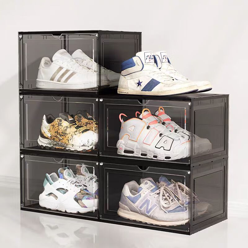 Omandi shoe box transparent magnetic absorption box side opening shoe cabinet acrylic anti-oxidation figure storage box shoe wall display box magnetic side opening gray 1 shoe box