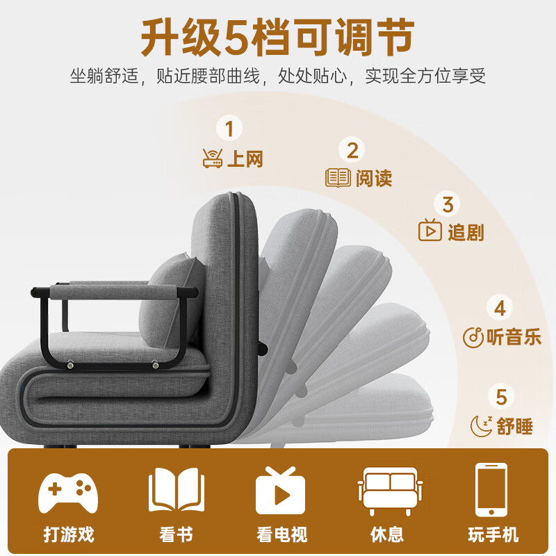 Songaiju foldable sofa bed dual-use balcony living room small apartment multi-functional Internet celebrity double push-pull variable bed 100*190CM light gray store manager recommended