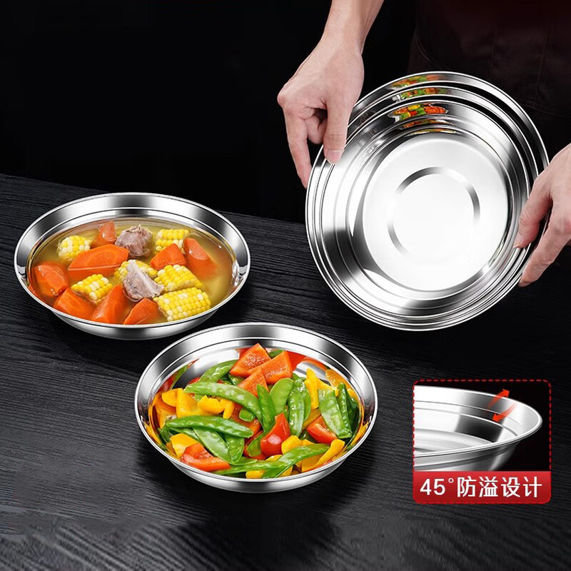 SSGP 34 steel 316 stainless steel plate food grade dish soup basin basin soup plate 22cm pack of two No. 1 member store