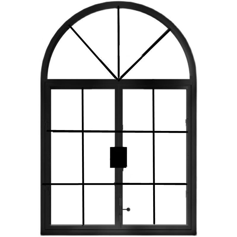 Yaotian French iron retro casement window restaurant cafe arched floor-to-ceiling window indoor study loft lighting window width 90 height 170 (with ultra-silver glass pattern)