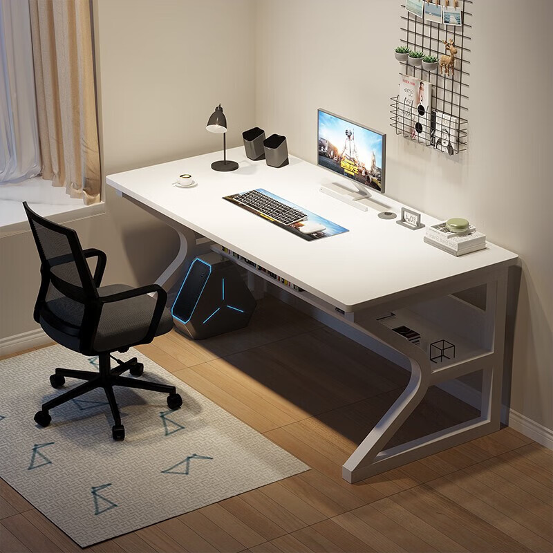 Oumao computer table desktop home e-sports game table simple bedroom desk office study table student writing small table upgraded C-shaped legs | 100*60CM white