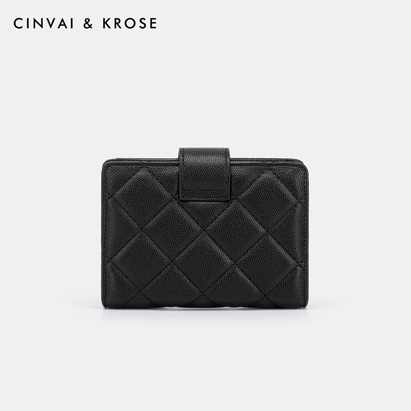 CinvaiKrose Bags Women's Bags Wallet Women's 2025 New Genuine Leather Wallet Niche Design Multi-Card Slot Coin Purse Black
