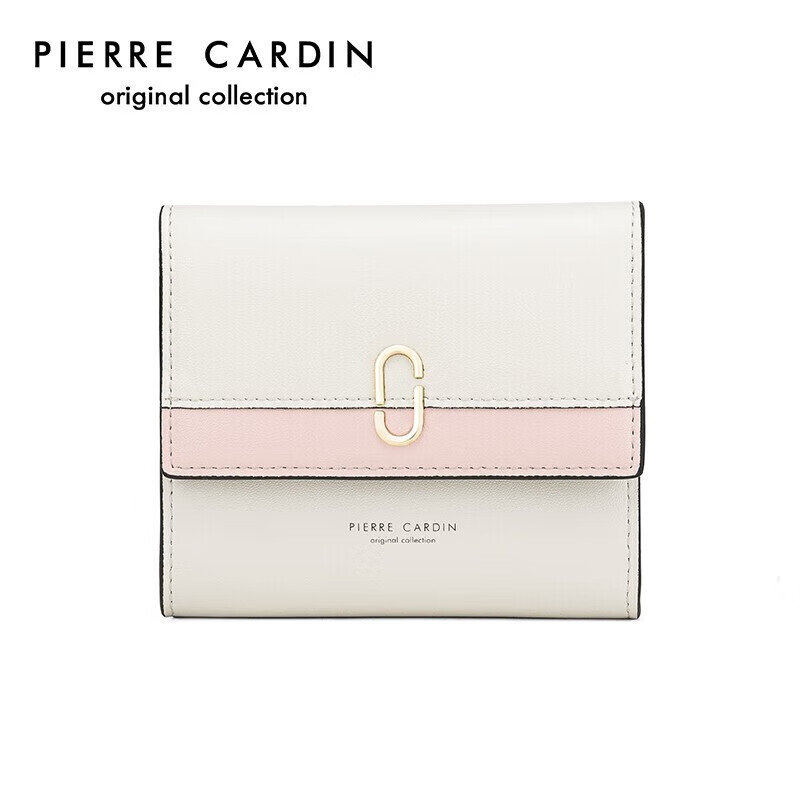 Pierre Cardin Women's Wallet Cowhide Short Card Holder Women's Coin Purse Gift Box Valentine's Day Gift for Wife