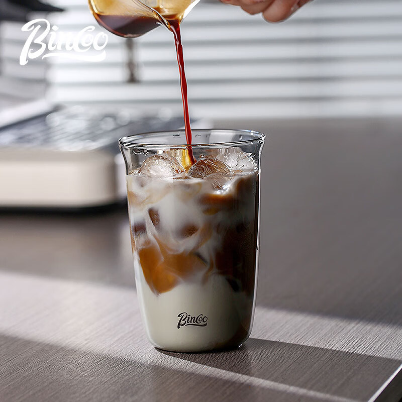 Bincoo Black Warrior glass latte ice American milk cocktail coffee cup heat-resistant cup latte art