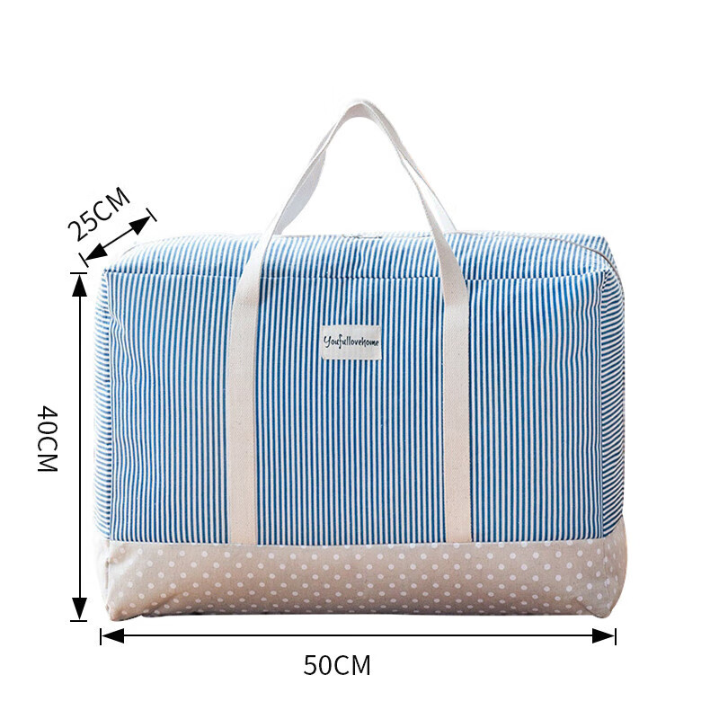 EEKIKS moving packing bag quilt storage bag clothes quilt thickened cotton and linen finishing storage bag 50 liters blue vertical style