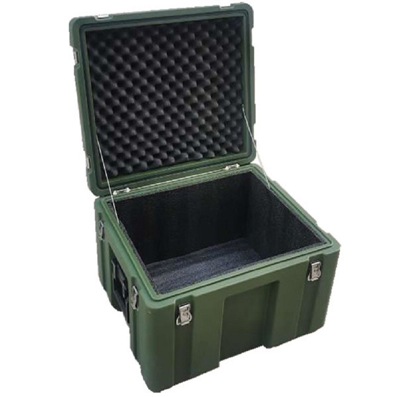 Dingrui new rotomolding box 600*500*400MM plastic tool box large instrument equipment box energy box book storage box military green