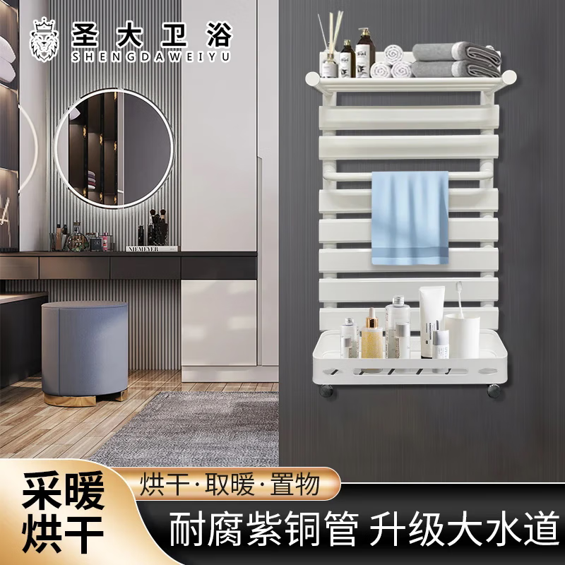 SHENGDASANREQI St. David Bathroom Home Plumbing Wall-mounted Bathroom Copper-Aluminum Composite Basket Radiator Gun Gray 400x600mm