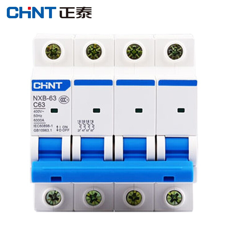 Chint (CHNT) NXB-63-4P-C63 air switch household overload air switch DZ47 upgraded small circuit breaker 4P 63A
